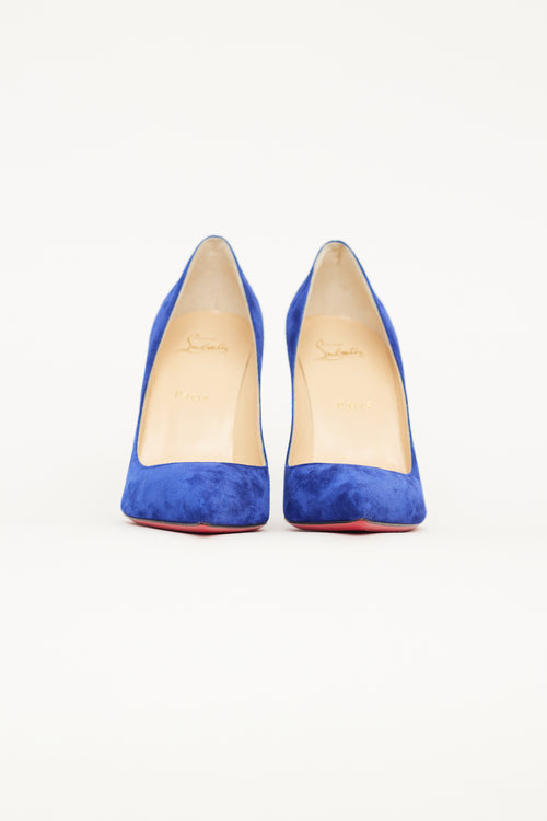 Christian Louboutin Blue Suede Pigalle Follies Pump