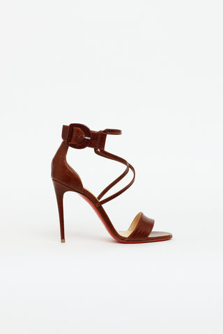 Christian Louboutin Brown Embossed Choca 100 Heel