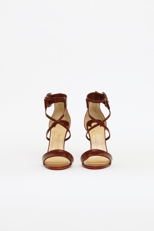 Christian Louboutin Brown Embossed Choca 100 Heel