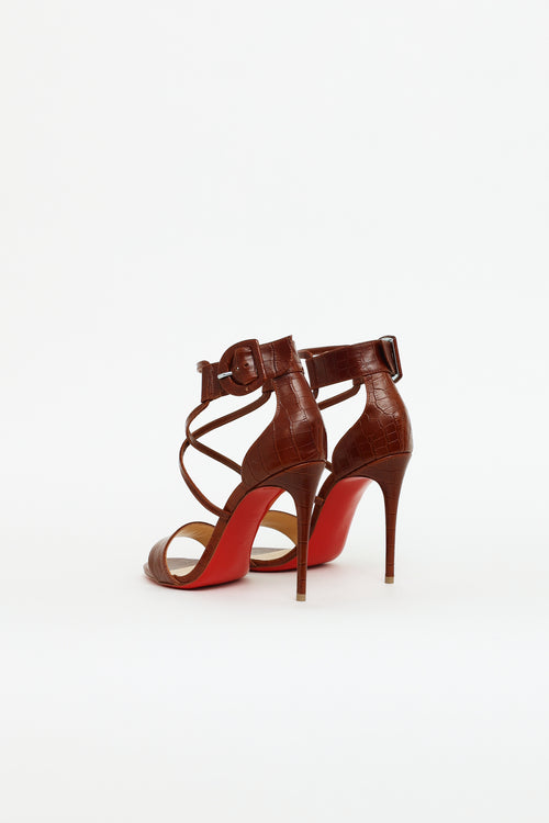 Christian Louboutin Brown Embossed Choca 100 Heel