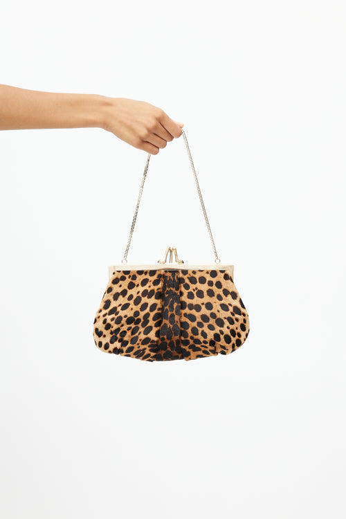 Christian Louboutin Brown Ponyhair Print Clutch