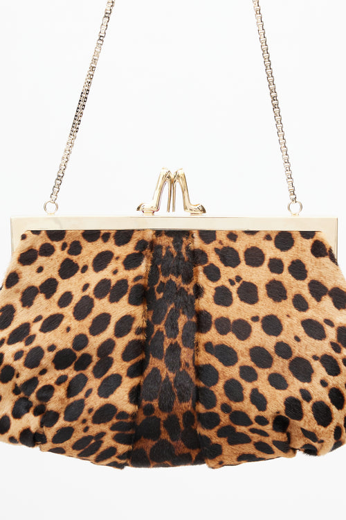 Christian Louboutin Brown Ponyhair Print Clutch