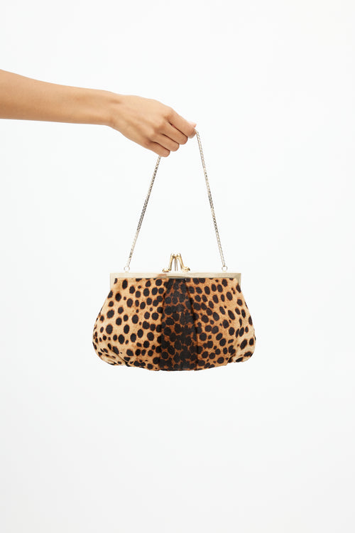 Christian Louboutin Brown Ponyhair Print Clutch