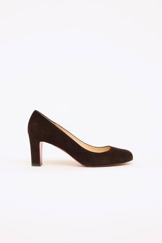 Christian Louboutin Dark Brown Suede Pumps