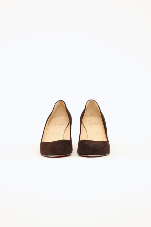 Christian Louboutin Dark Brown Suede Pumps