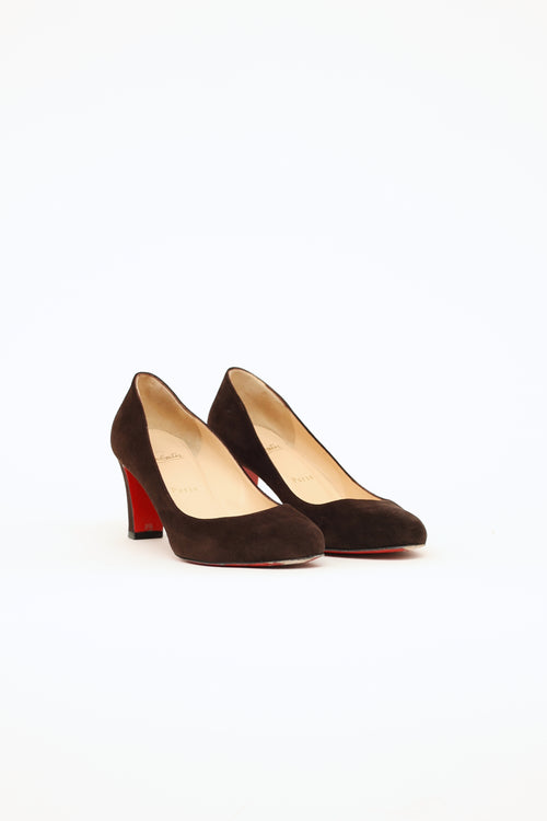 Christian Louboutin Dark Brown Suede Pumps