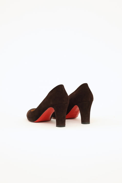 Christian Louboutin Dark Brown Suede Pumps