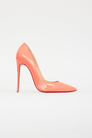 Christian Louboutin Coral Patent Leather Pointed Toe Pump