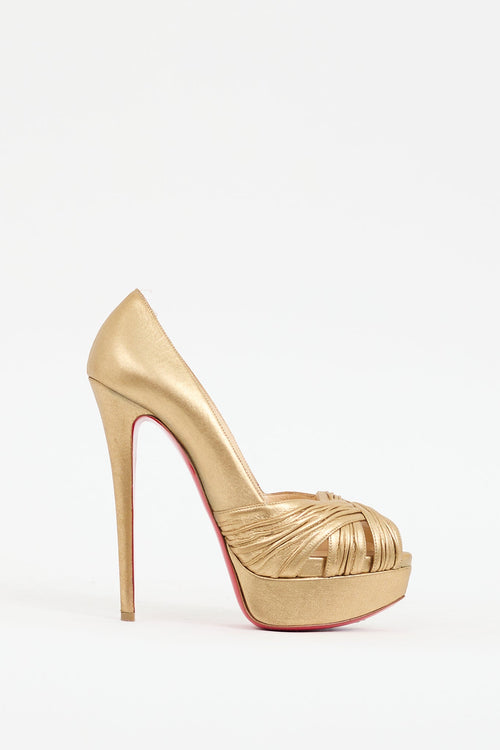 Christian Louboutin Gold Leather Aborina Pump