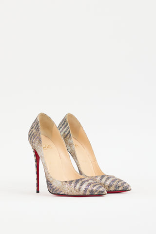 Christian Louboutin Gold 
Black Glitter So Kate Pump