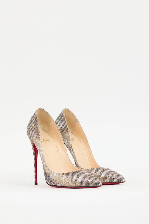 Christian Louboutin Gold 
Black Glitter So Kate Pump