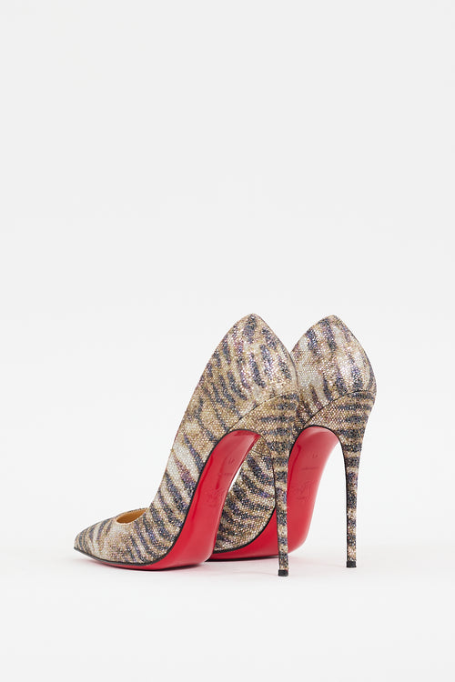 Christian Louboutin Gold 
Black Glitter So Kate Pump