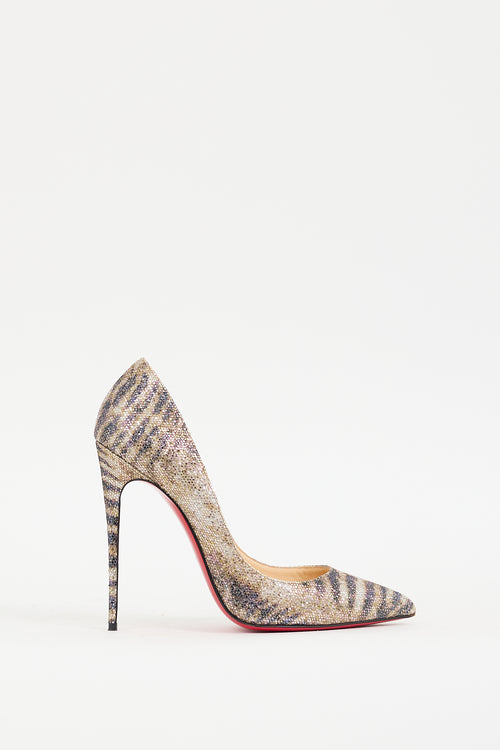 Christian Louboutin Gold 
Black Glitter So Kate Pump