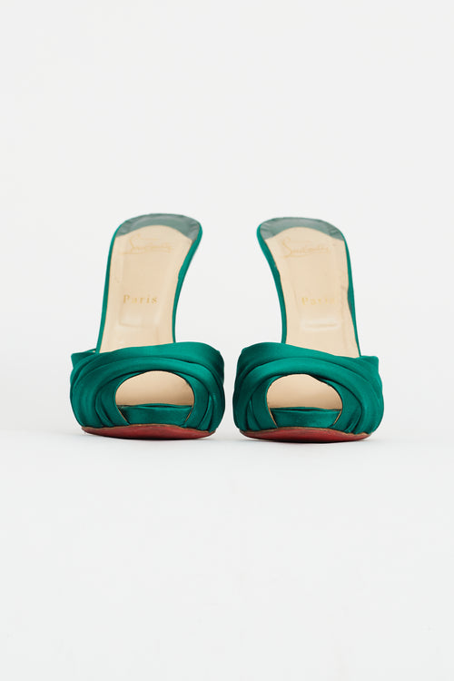 Christian Louboutin Green Satin Heeled Mule