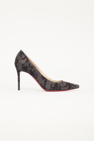 Christian Louboutin Grey Suede Camo Decollete 554 Pump