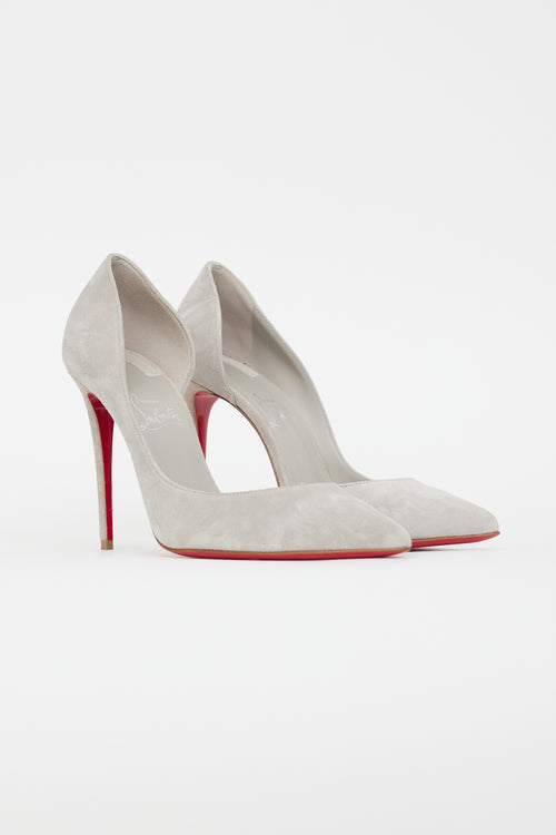 Christian Louboutin Grey Suede Pointed Toe Pump