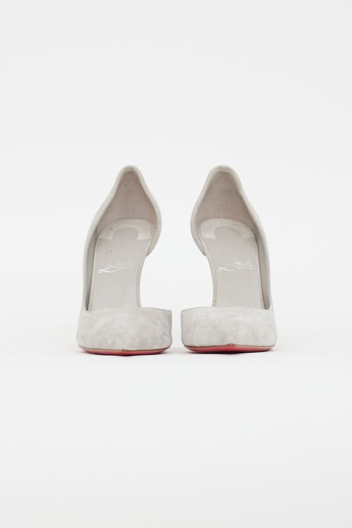 Christian Louboutin Grey Suede Pointed Toe Pump