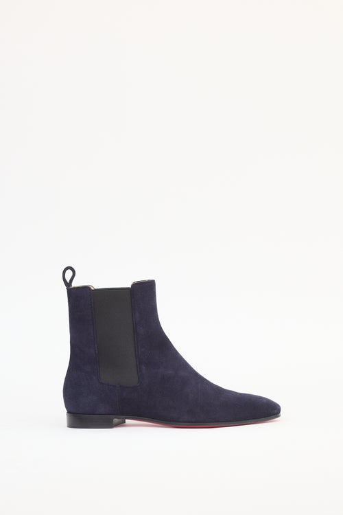 Christian Louboutin Navy Suede Chelsea Boot