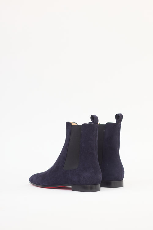 Christian Louboutin Navy Suede Chelsea Boot