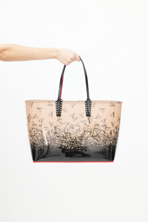 Christian Louboutin Pink 
Black Cabata Patent Stud Logo Tote