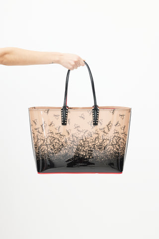 Christian Louboutin Pink 
Black Cabata Patent Stud Logo Tote