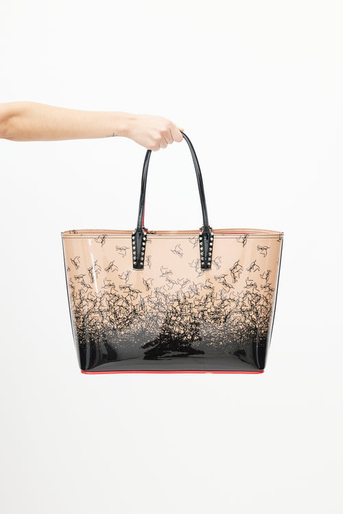 Christian Louboutin Pink 
Black Cabata Patent Stud Logo Tote