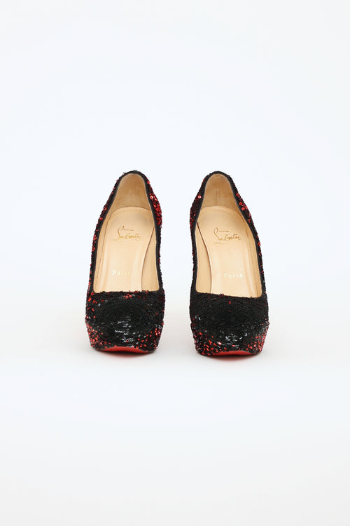 Christian Louboutin Black 
Red Sequin Bianca Pumps