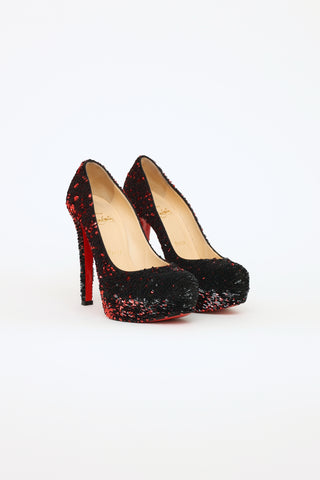 Christian Louboutin Black 
Red Sequin Bianca Pumps