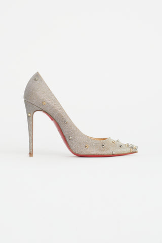 Christian Louboutin Silver 
Gold Sparkly Studded Pump