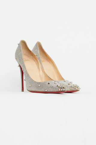 Christian Louboutin Silver 
Gold Sparkly Studded Pump