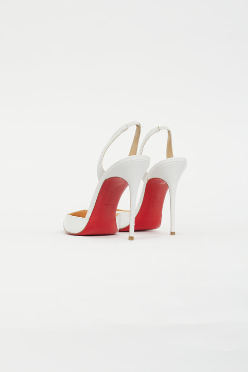 Christian Louboutin White Calamijane Metal Slingback Pump