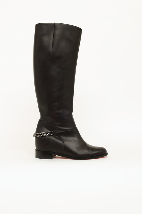 Christian Louboutin Black Cate Mid High Chain Boots