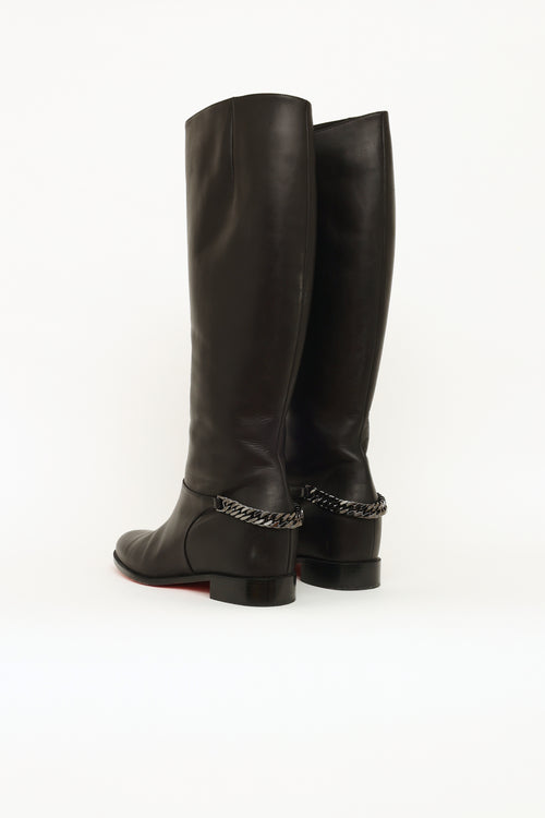 Christian Louboutin Black Cate Mid High Chain Boots