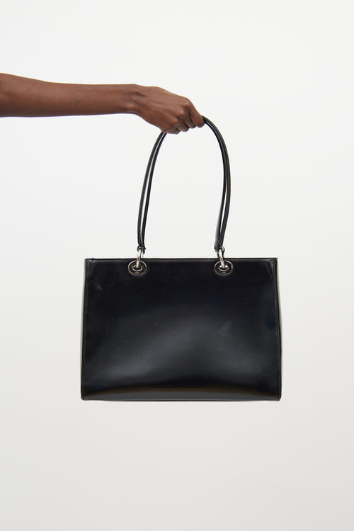 Dior Black Patent Leather Lady Dior Tote