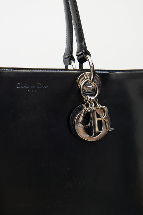 Dior Black Patent Leather Lady Dior Tote