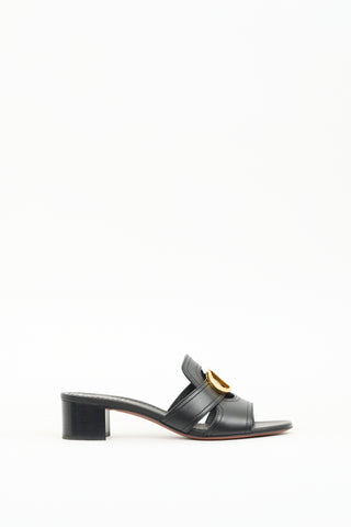 Dior Black Leather 30 Montaigne Heeled Mule