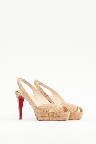 Christian Louboutin Beige Cork Soso Platform Heel