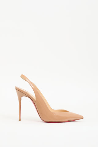 Christian Louboutin Beige Patent Corneille Slingback  Pump