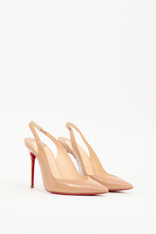 Christian Louboutin Beige Patent Corneille Slingback  Pump