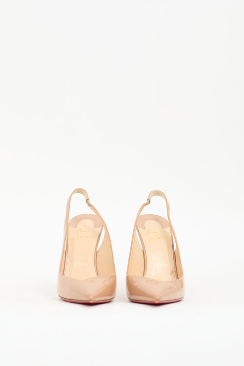 Christian Louboutin Beige Patent Corneille Slingback  Pump