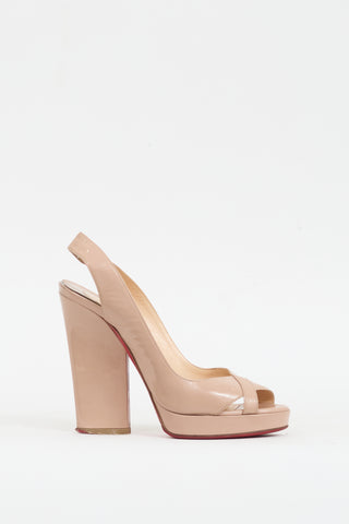 Christian Louboutin Beige Patent Marpoil 120 Platform Heel