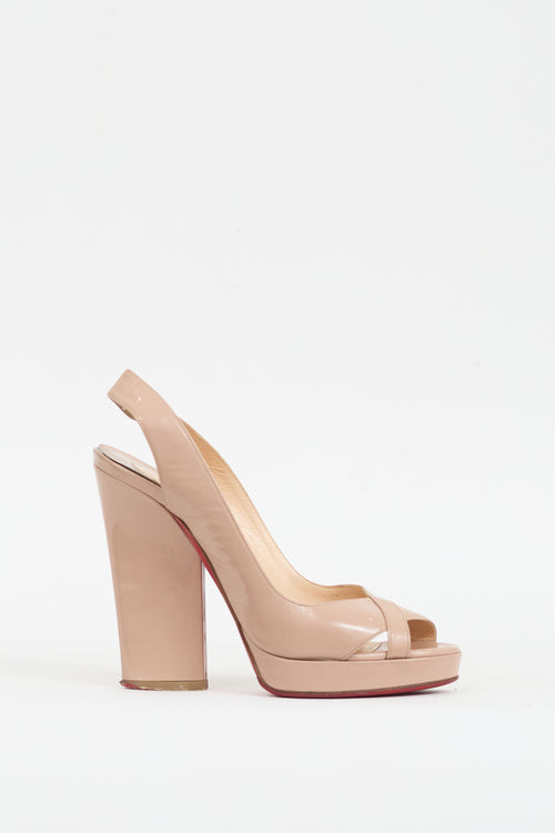 Christian Louboutin Beige Patent Marpoil 120 Platform Heel