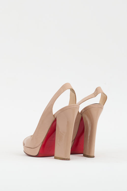 Christian Louboutin Beige Patent Marpoil 120 Platform Heel