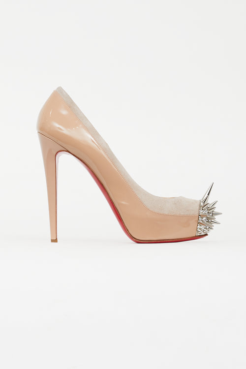 Christian Louboutin Beige Asteroid Spike Suede Pump