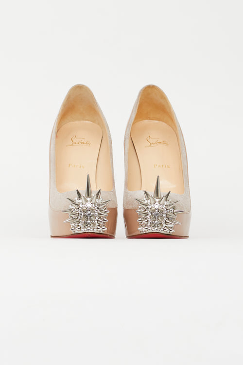 Christian Louboutin Beige Asteroid Spike Suede Pump