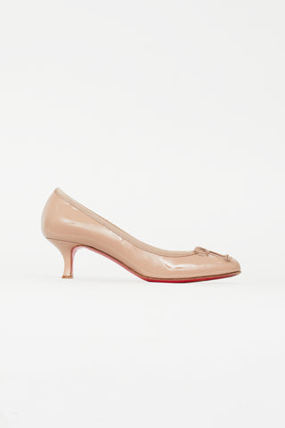 Christian Louboutin Beige Patent Bow Pump