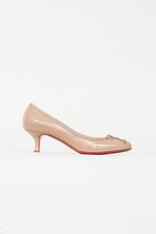 Christian Louboutin Beige Patent Bow Pump