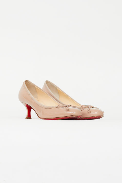 Christian Louboutin Beige Patent Bow Pump