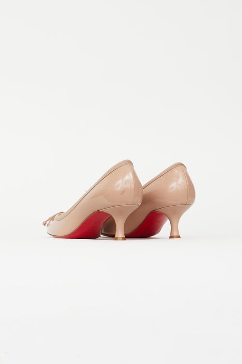 Christian Louboutin Beige Patent Bow Pump