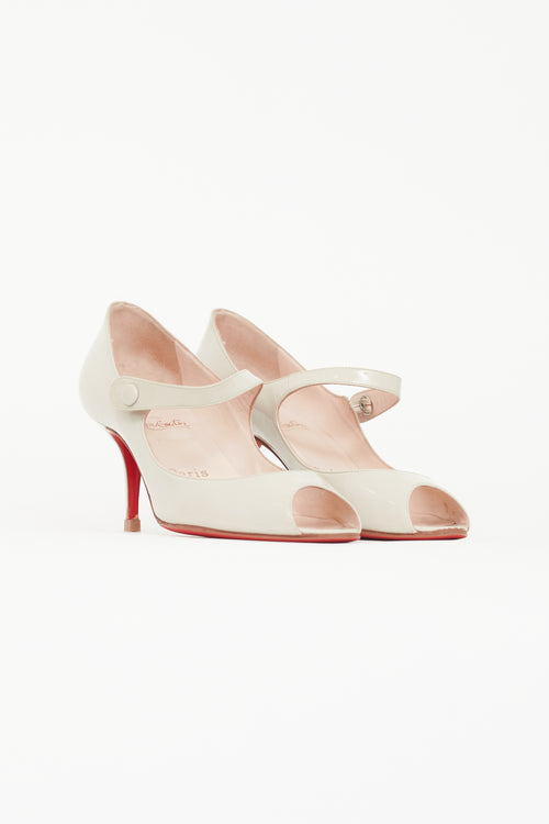 Christian Louboutin Beige Patent Iowa Zeppa 80mm Heel